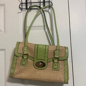 Strada woven straw purse